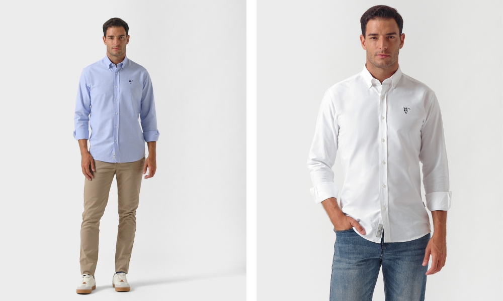 CAMISA OXFORD BLANCA Y CELESTE - LA GARROCHA