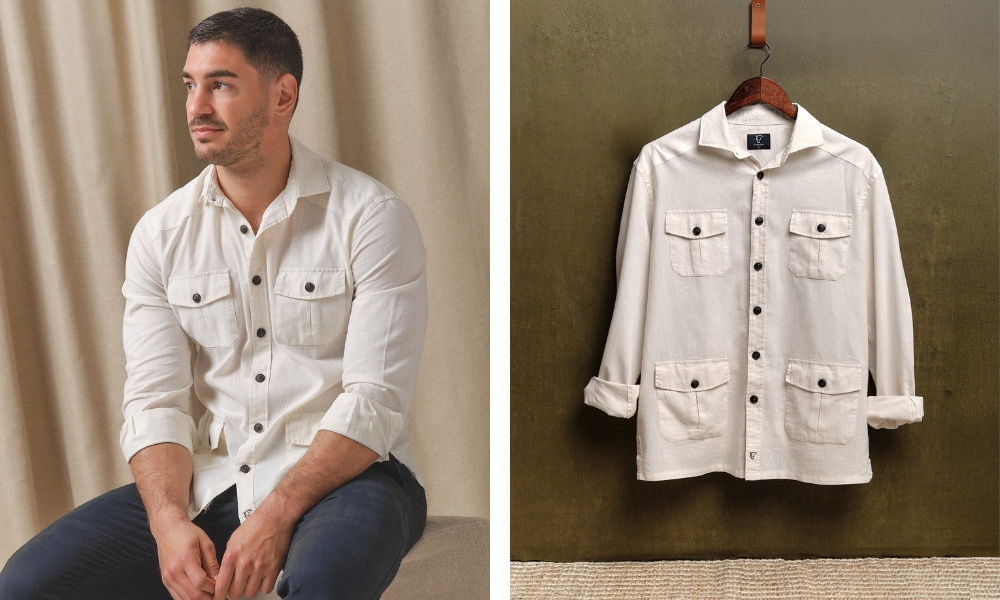 CAMISA GUAYABERA BEIGE - LA GARROCHA