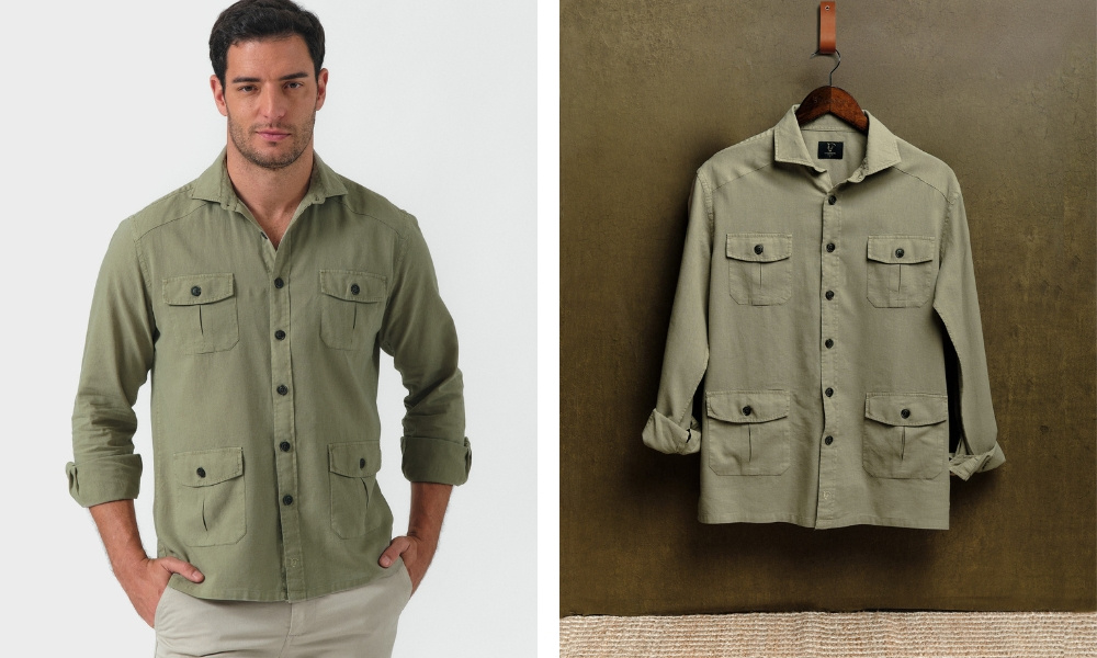 Camisa guayabera - cubana en color verde musgo - La Garrocha