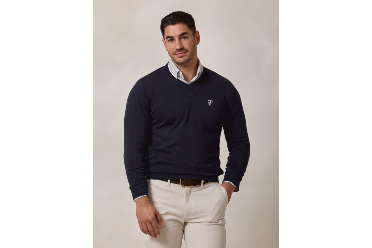 Jersey de punto fino color marino