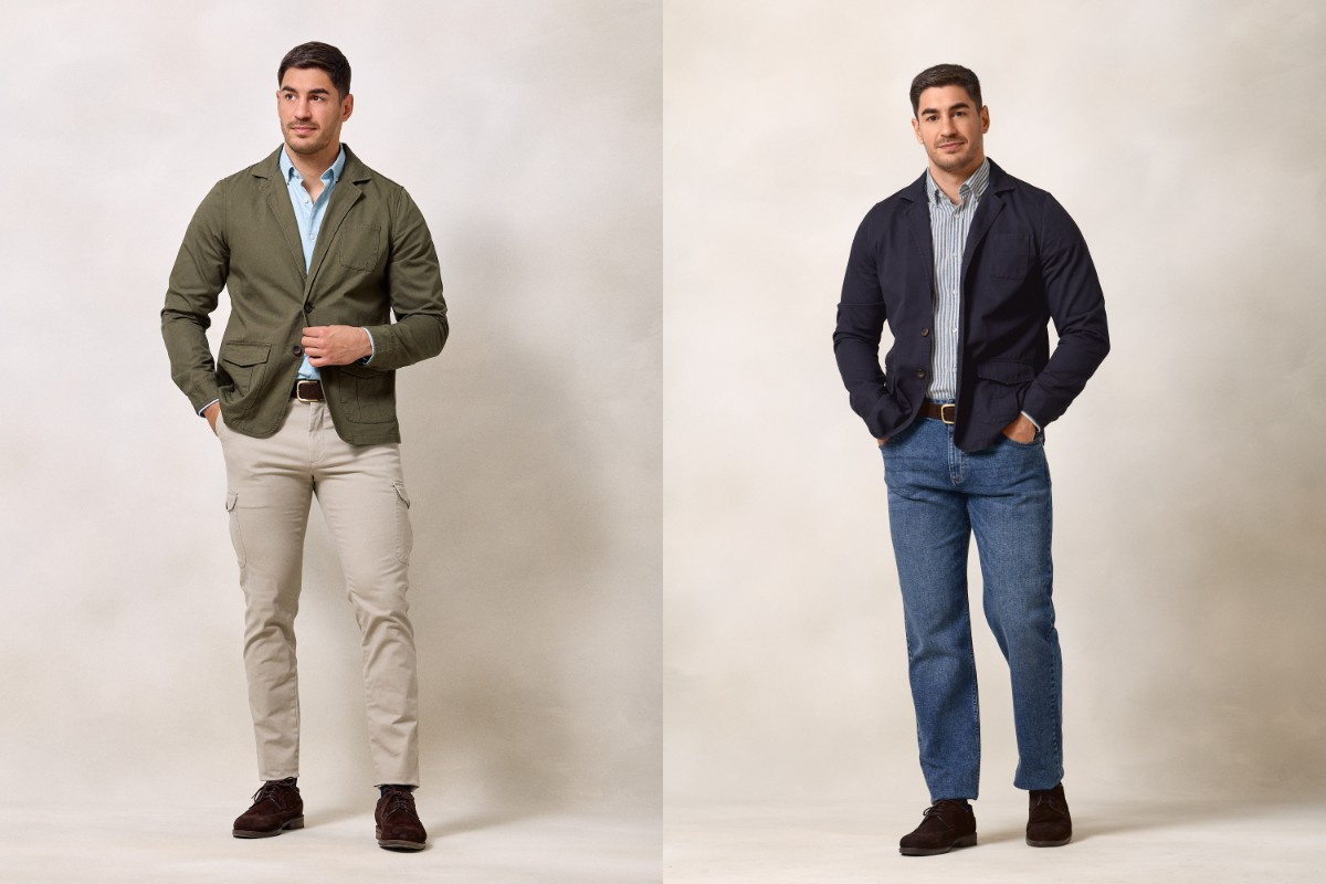 Cazadora de hombre verde y marino Cazadora de hombre verde y marino