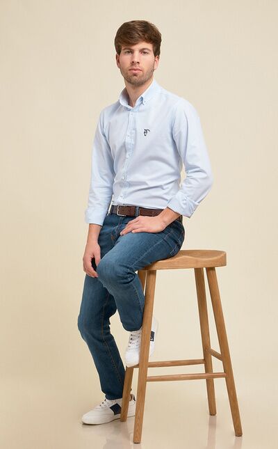 Camisa Oxford Detalle | Celeste