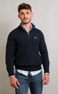 Cable Knit Half Zip Sweater | Marino
