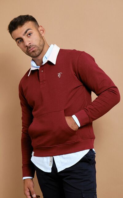 Sudadera Cuello Polo | Tinto