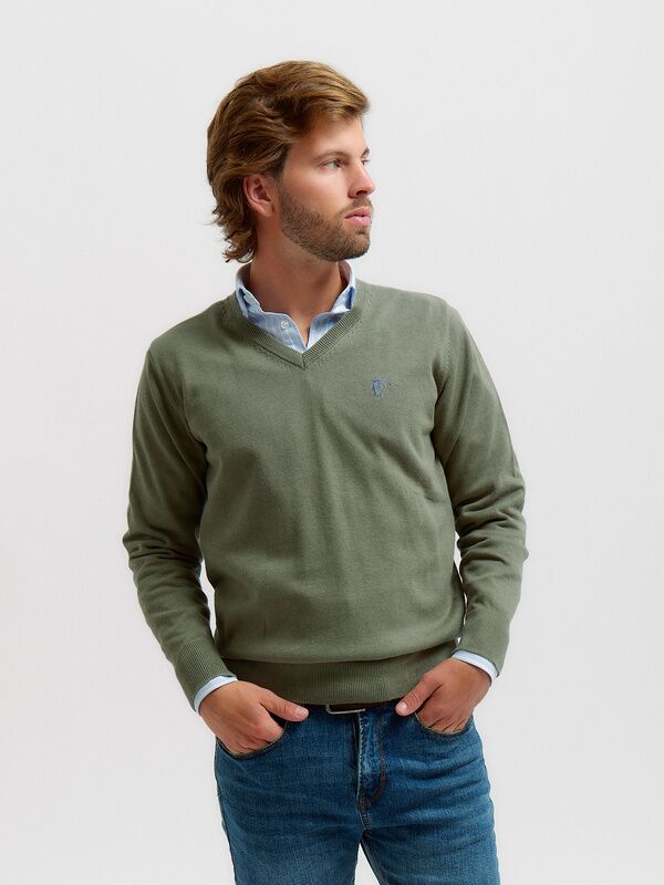 Sweater com decote em V | Salvia
