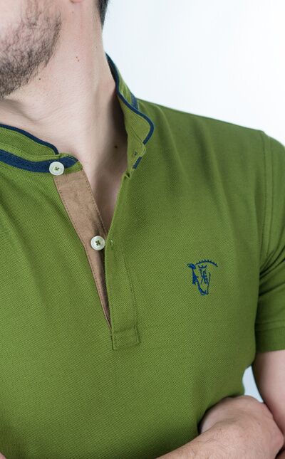 Polo de Cuello Mao | Verde Hoja
